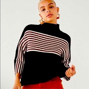 Urban Outfitters Black, red & white Stripe Sweater. Size Medium